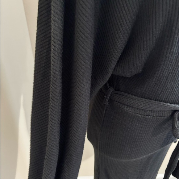 Revamped Black Long Sleeve Knit Dress with Belt - Picture 2 of 5